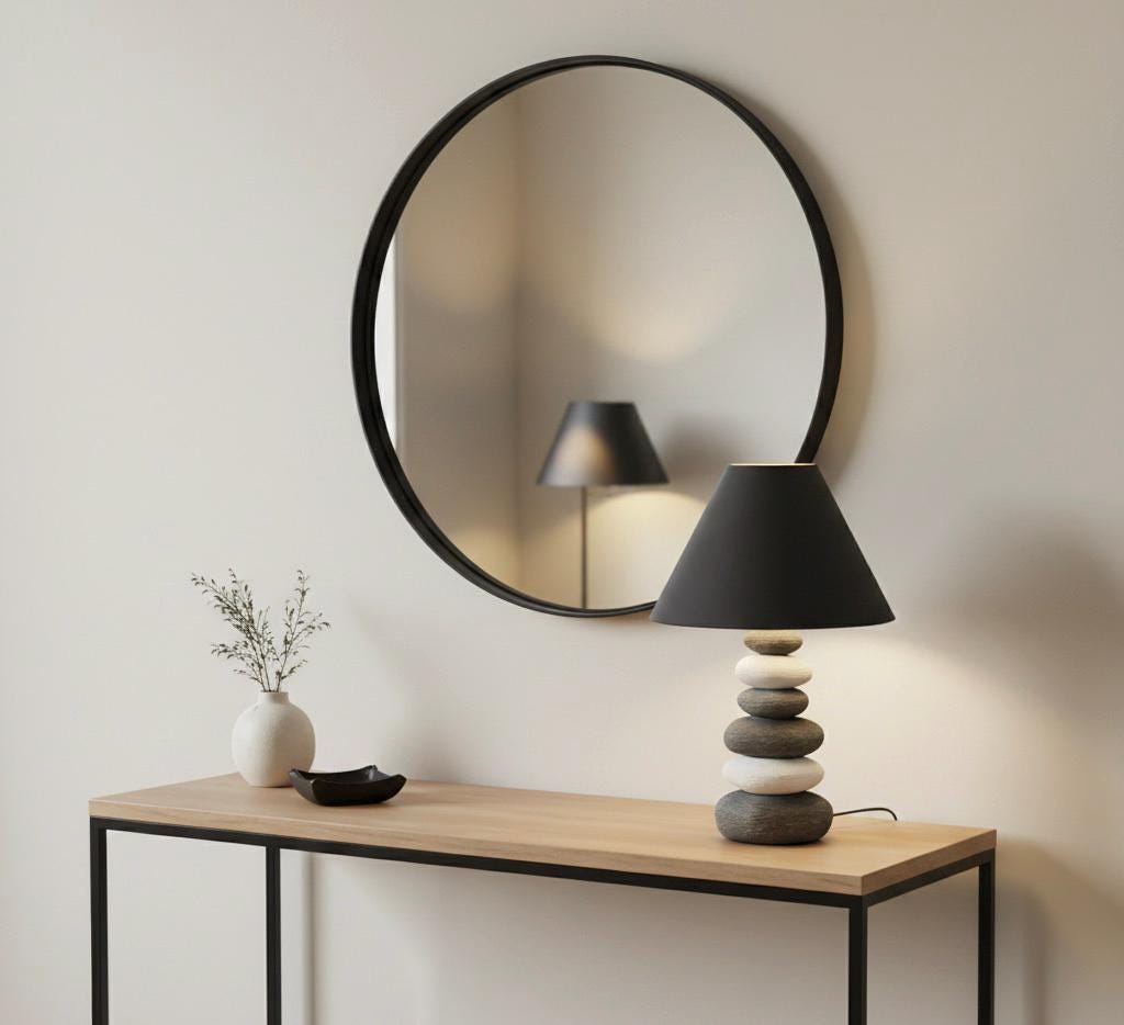 Stacked Pebble Zen Table Lamp | Natural Stone Artisan Glow