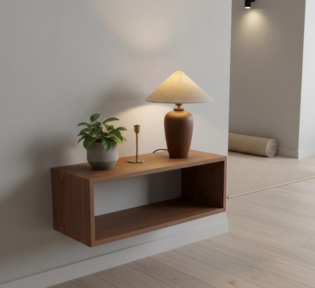 Handcrafted Wooden Tripod Table Lamp with Conical Shade