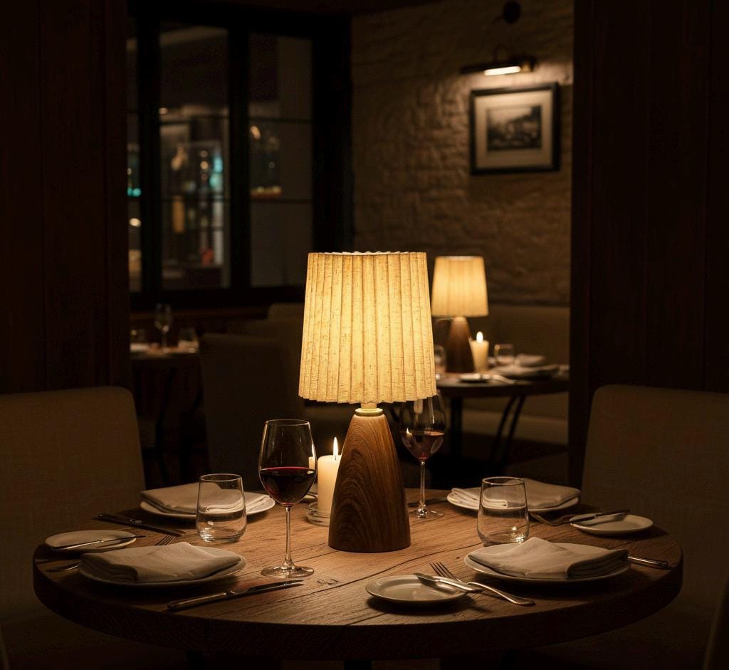 Wooden Tripod Table Lamp with Pleated Shade