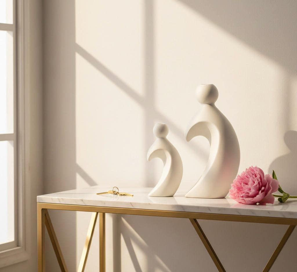 Heart-Shaped Ceramic Vases - Black or White Pair for Valentine's Day