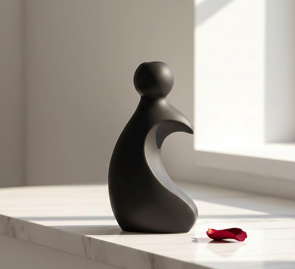 Heart-Shaped Ceramic Vases - Black or White Pair for Valentine's Day