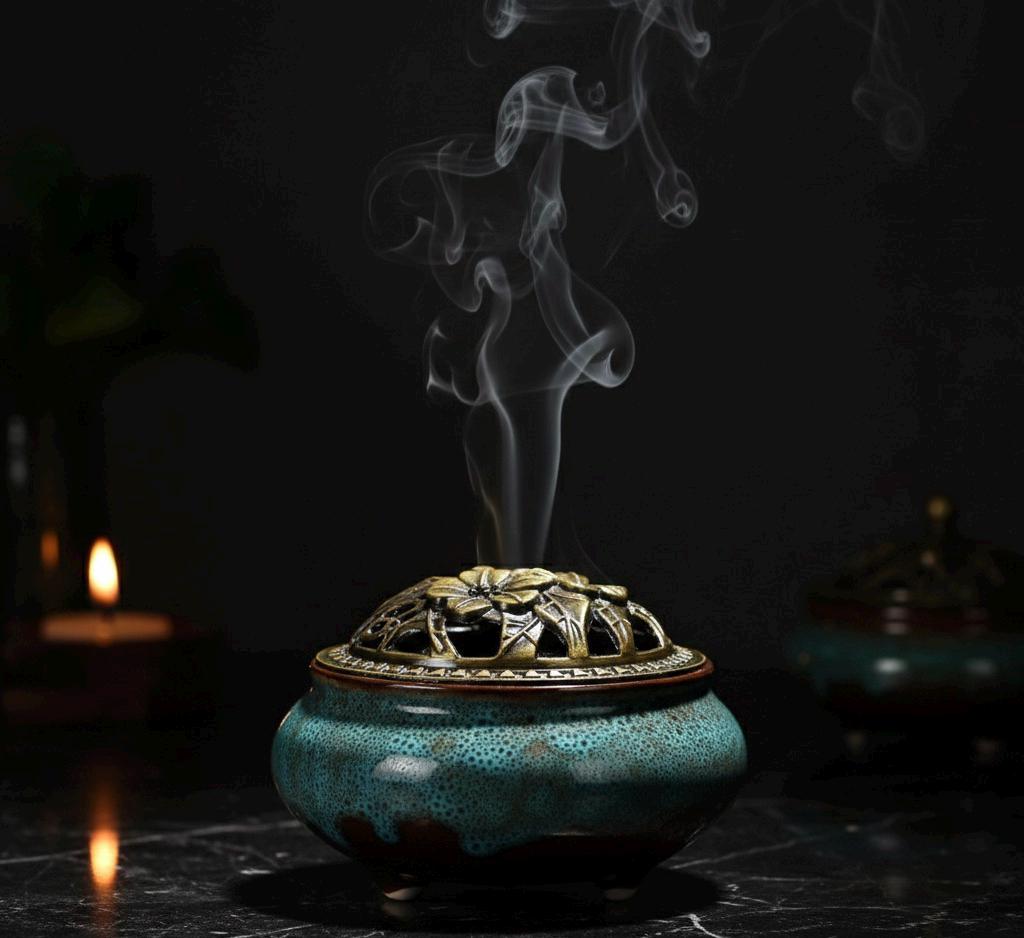 Handcrafted Turquoise Ceramic Incense Holde