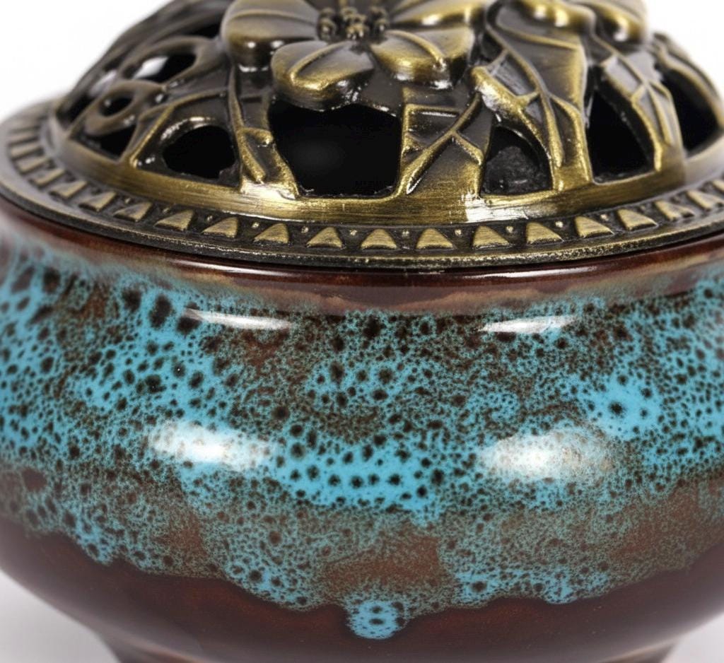 Handcrafted Turquoise Ceramic Incense Holde