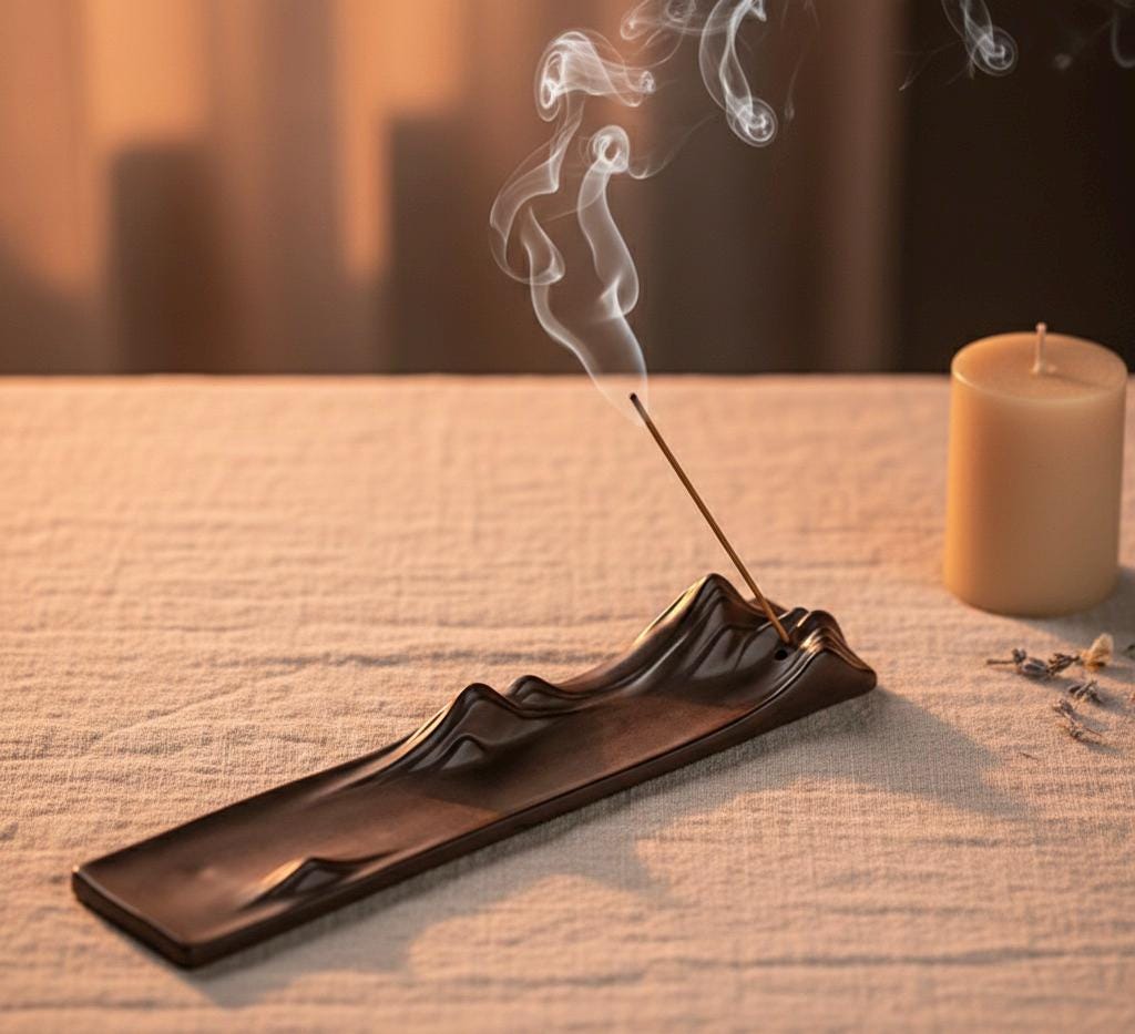 Mountain Ridge Ceramic Incense Holders - Turquoise & Brown Set