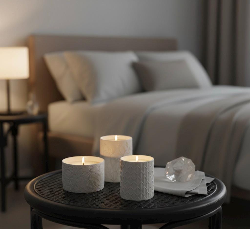 Textured Ceramic Candle Holder Trio