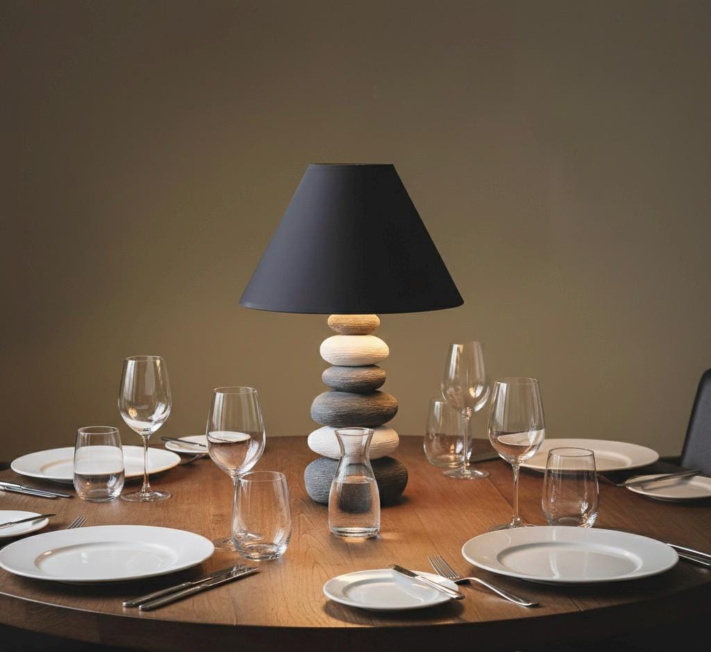 Stacked Pebble Zen Table Lamp | Natural Stone Artisan Glow