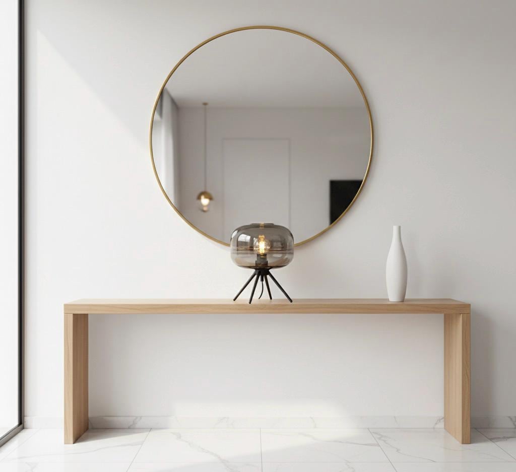 Smoked Glass Sphere Table Lamp with Black Tripod Base