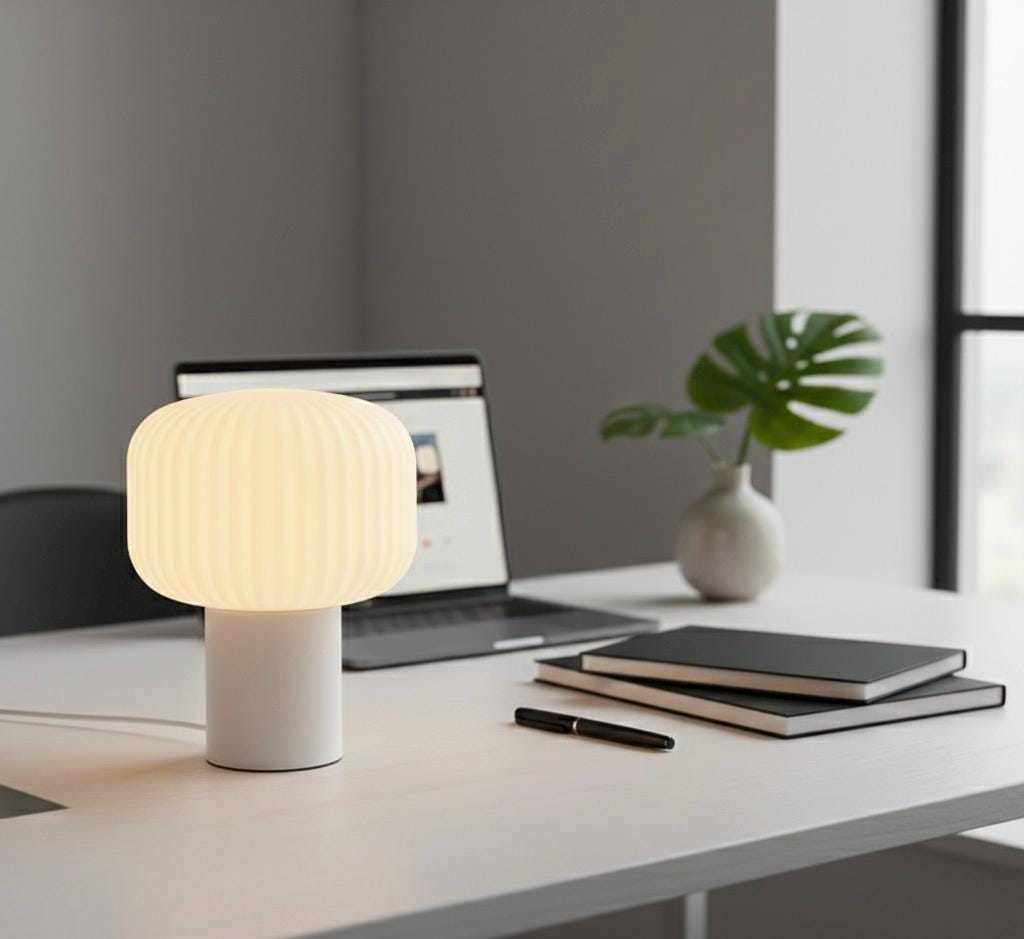 Japandi Mushroom Table Lamp 3D Printed - Cozy Bedside Night Light Scandinavian Bedroom Decor