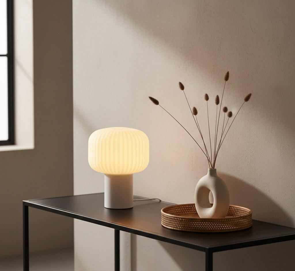 Japandi Mushroom Table Lamp 3D Printed - Cozy Bedside Night Light Scandinavian Bedroom Decor