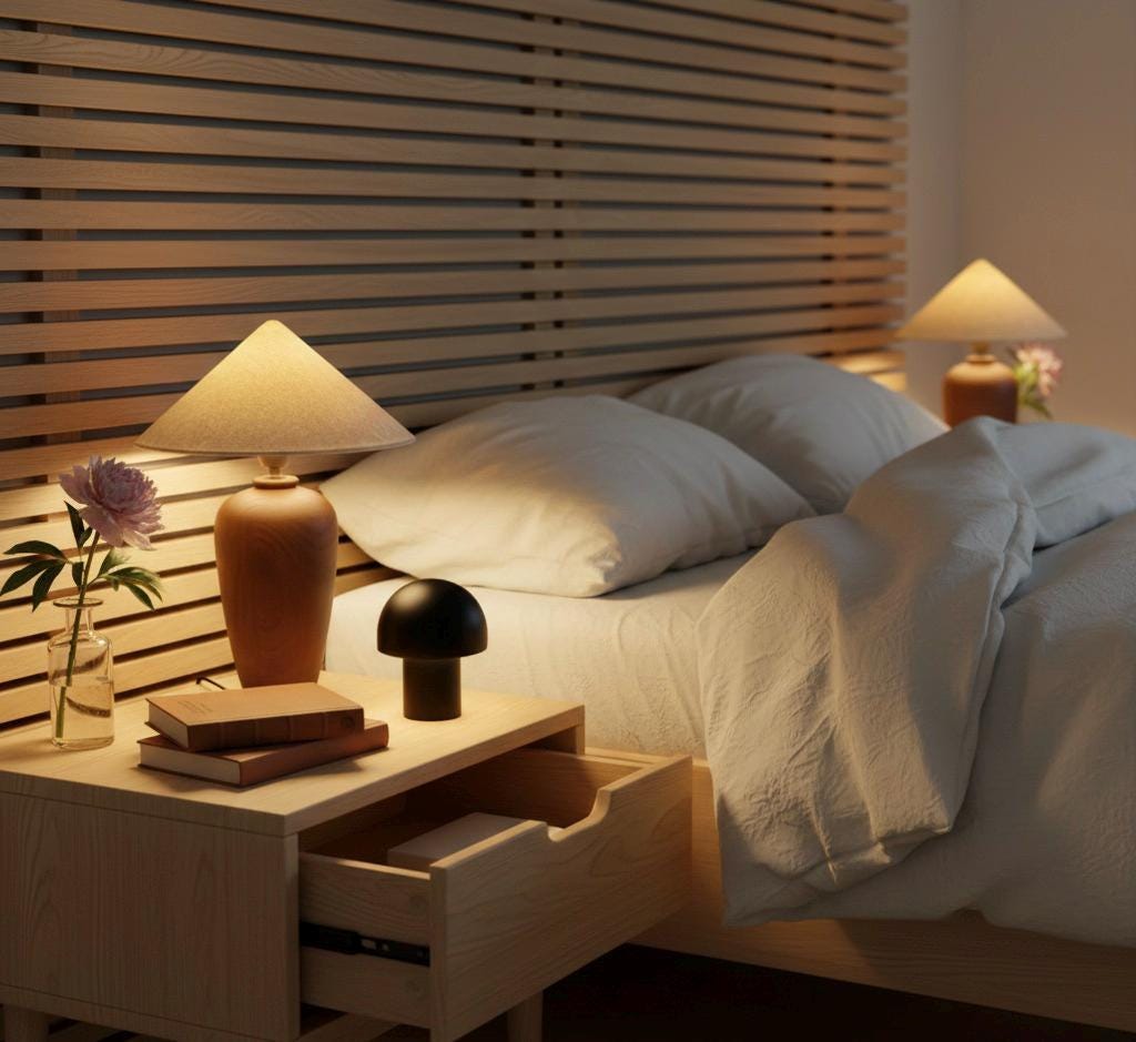 Handcrafted Wooden Tripod Table Lamp with Conical Shade