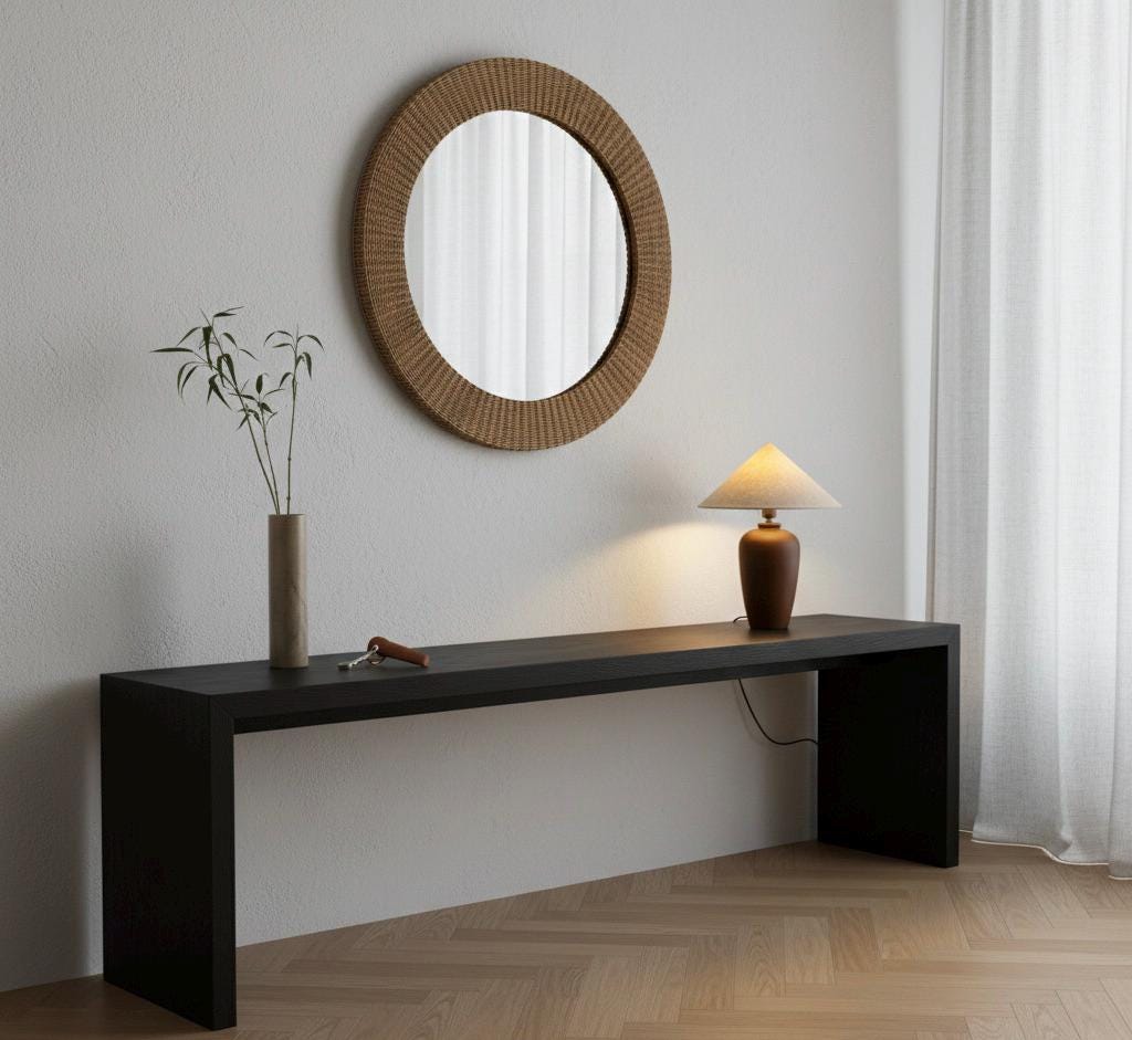 Handcrafted Wooden Tripod Table Lamp with Conical Shade