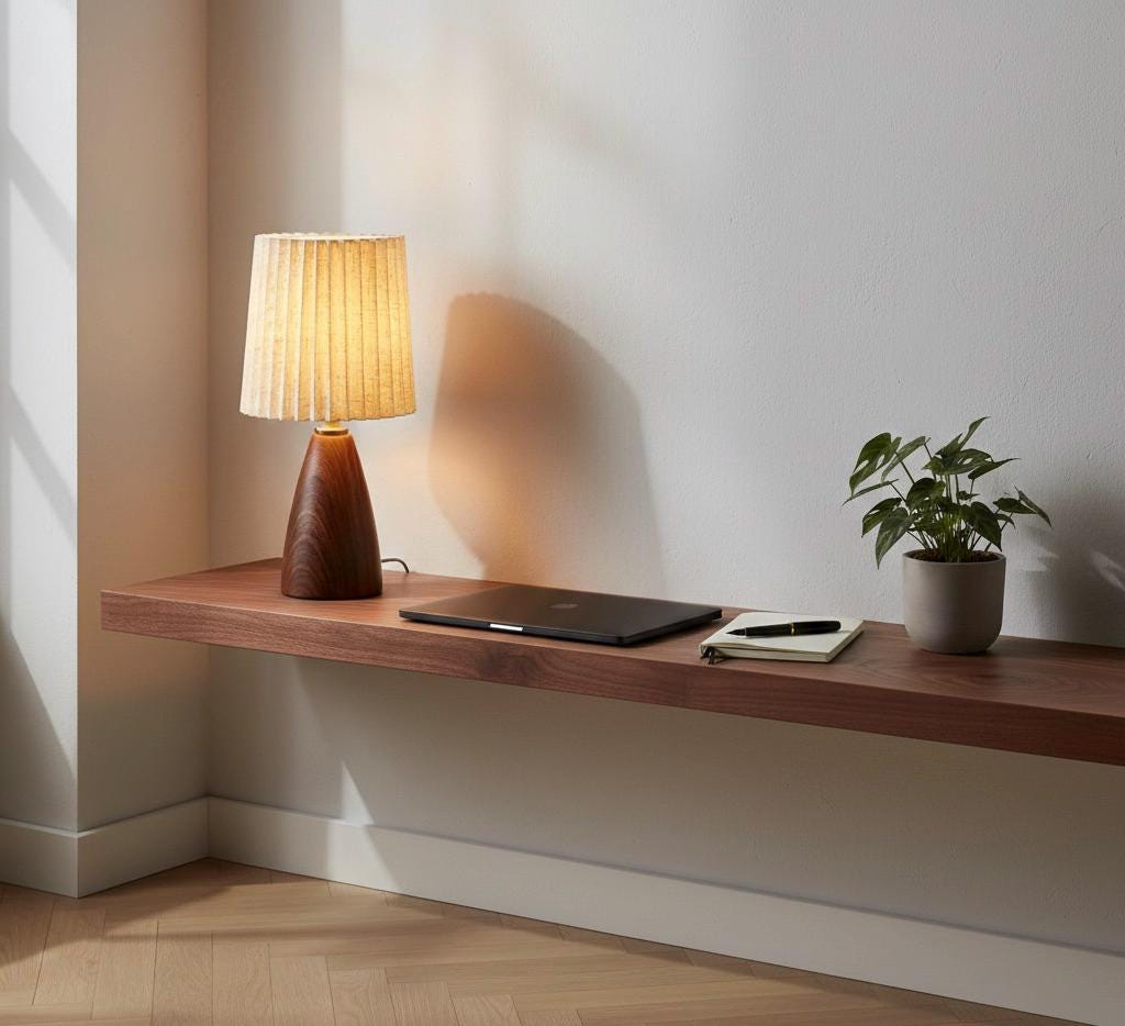 Wooden Tripod Table Lamp with Pleated Shade