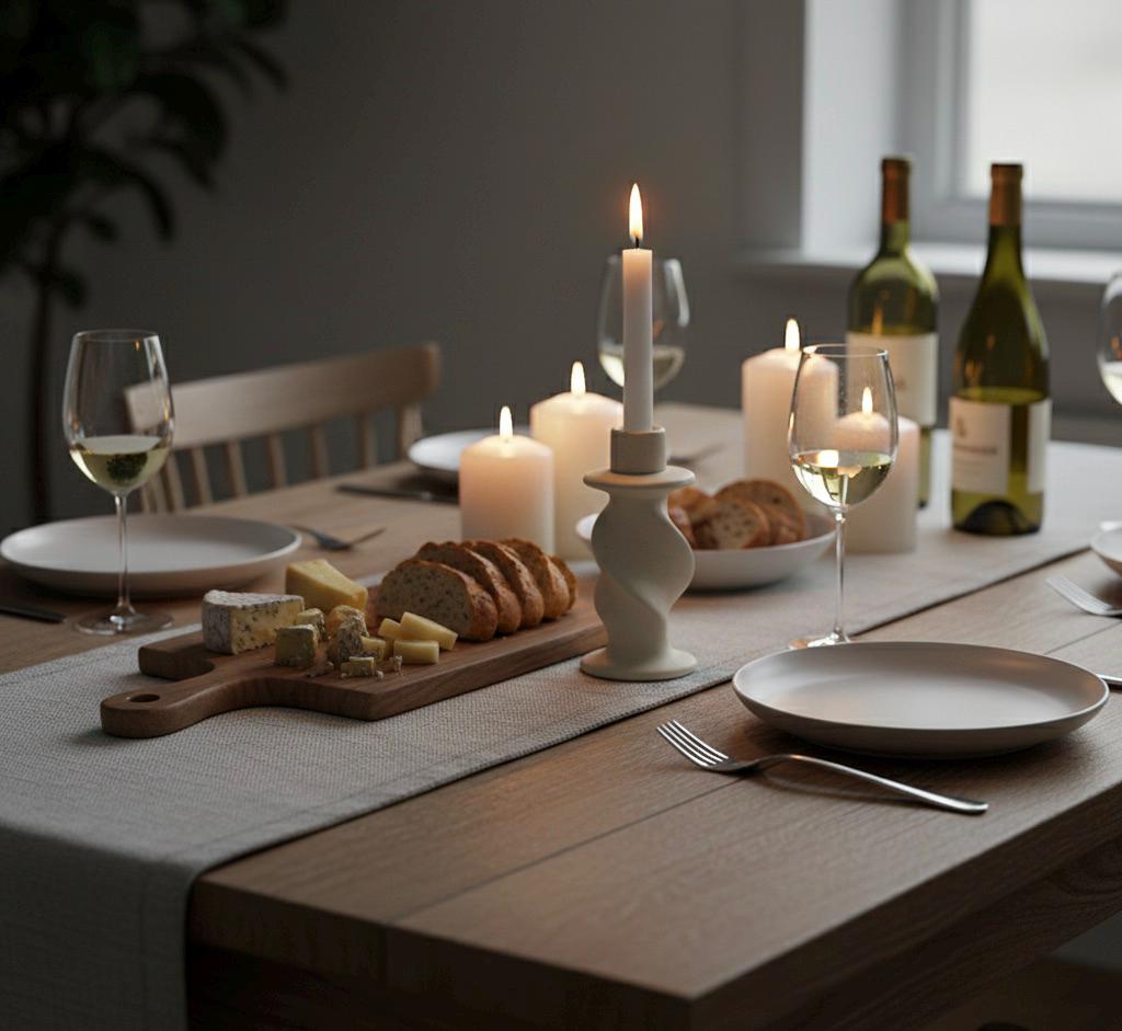 Twisted Ceramic Taper Candle Holder - Black White Red - Minimalist Japandi Decor