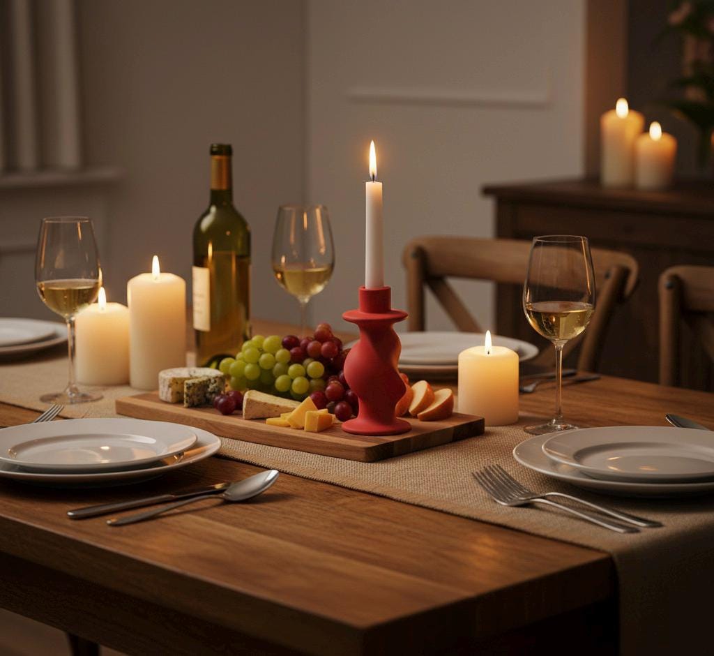 Twisted Ceramic Taper Candle Holder - Black White Red - Minimalist Japandi Decor