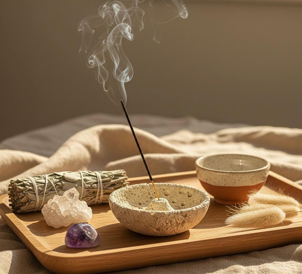 Ceramic Incense Holder Set of 4 Colors, Minimalist Incense Burner, Modern Zen Home Decor, Meditation Altar Accessory, Boho Spiritual Gift