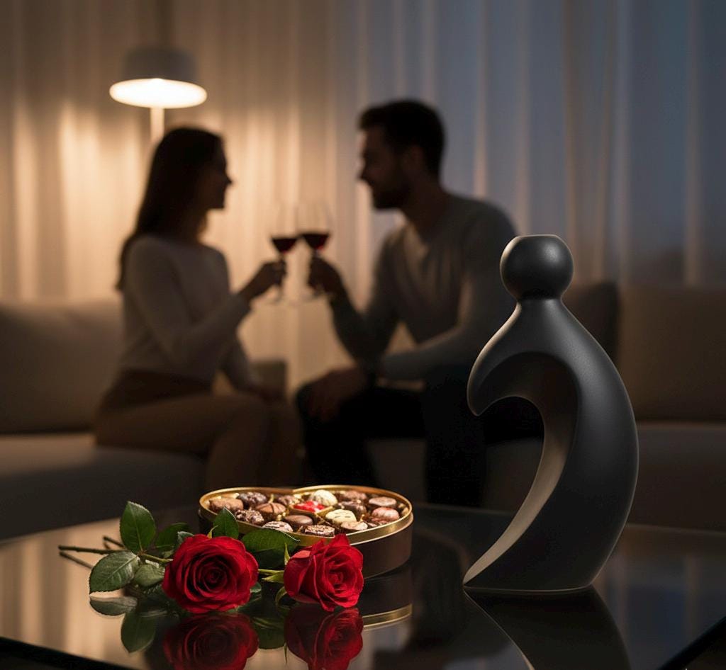 Heart-Shaped Ceramic Vases - Black or White Pair for Valentine's Day