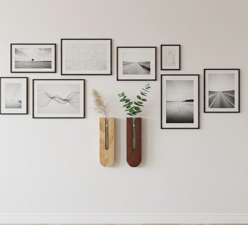 Handcrafted U-Shaped Wooden Wall Holders - Light & Dark Brown Duo