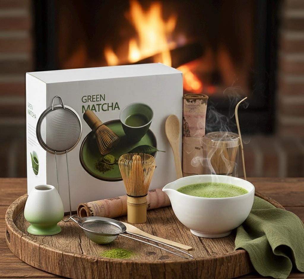 Pink Ceramic, White & Green Matcha Ceremony Kits - Complete Sets