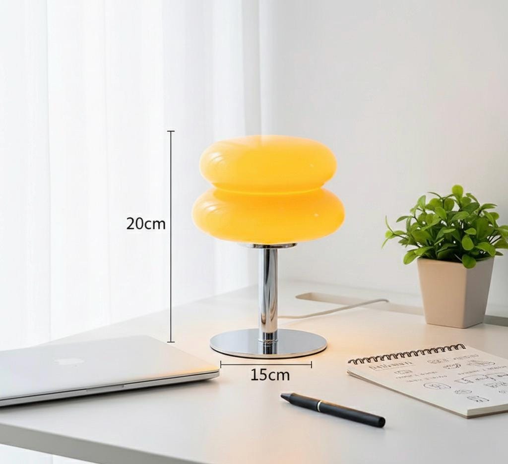 Orange Mushroom Table Lamp Retro LED Night Light Mid Century Modern Bedside Light Vintage 70s Desk Lamp Aesthetic Room Decor 28cm