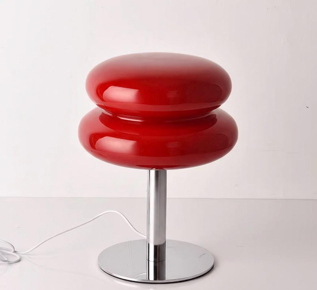 Red Mushroom Table Lamp Modern Mood Lighting Retro 70s Bedside Night Light Vibrant Room Decor Chrome Base Aesthetic Lamp 28cm Gift