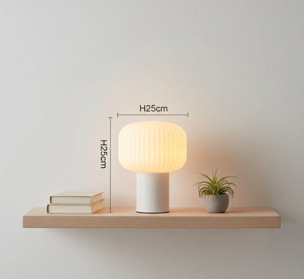 Japandi Mushroom Table Lamp 3D Printed - Cozy Bedside Night Light Scandinavian Bedroom Decor